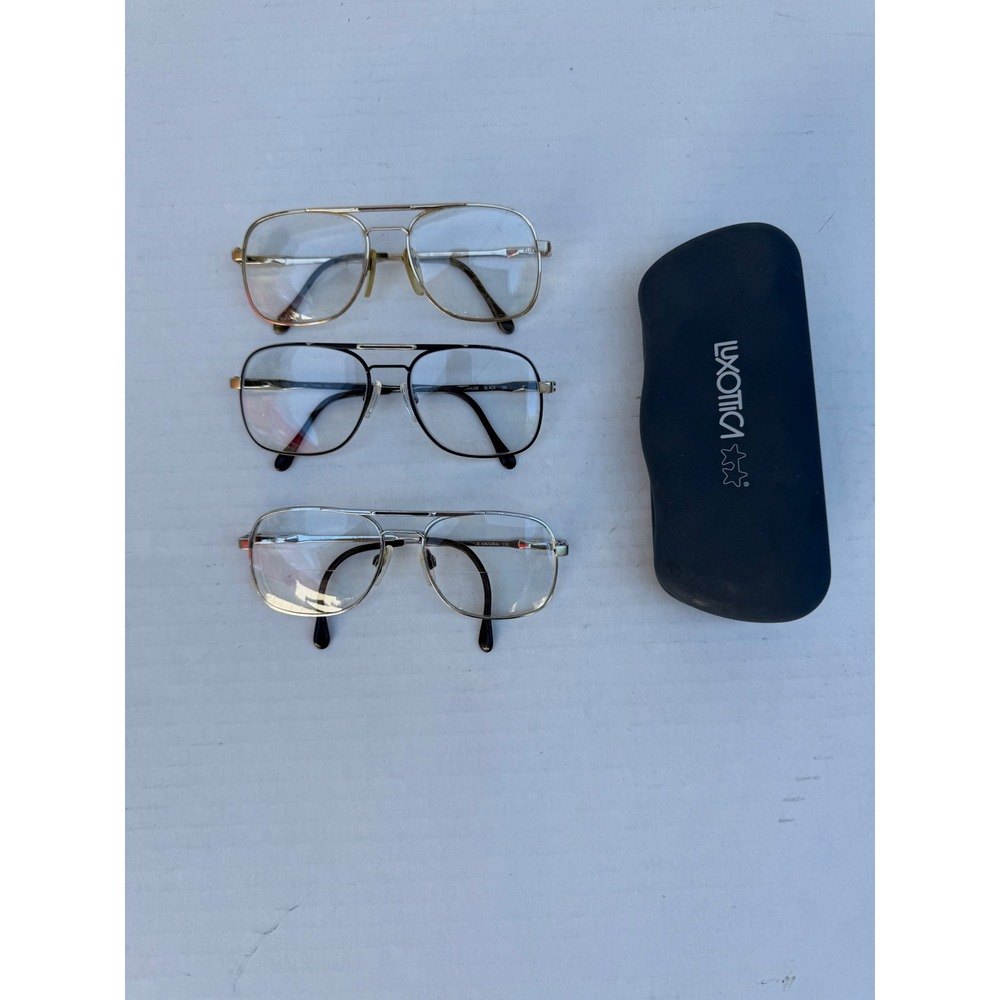 Luxottica Klixx Vintage Aviator Eyeglass Lot of Gold Silver Black 54 16 135